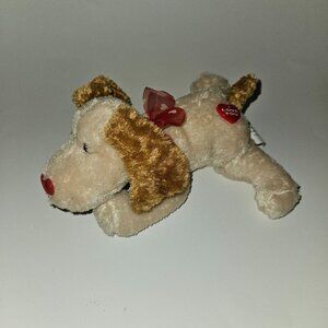 I Love You Red Heart Tan Puppy Dog Plush Valentine's Day Bean Bag Stuffed Animal